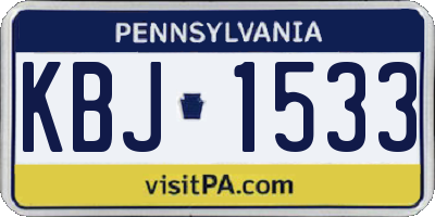PA license plate KBJ1533