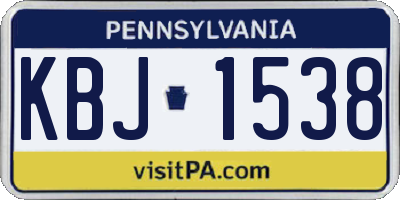 PA license plate KBJ1538