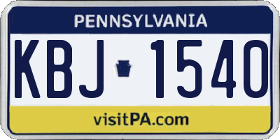 PA license plate KBJ1540