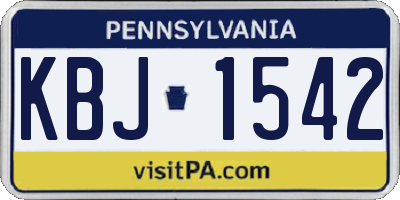 PA license plate KBJ1542