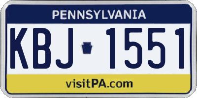 PA license plate KBJ1551