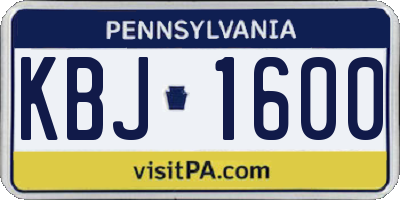 PA license plate KBJ1600