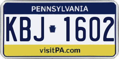PA license plate KBJ1602