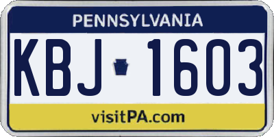 PA license plate KBJ1603