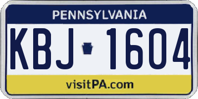 PA license plate KBJ1604
