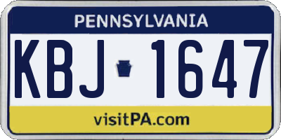 PA license plate KBJ1647
