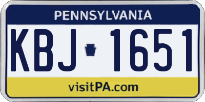 PA license plate KBJ1651