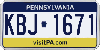 PA license plate KBJ1671