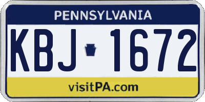 PA license plate KBJ1672