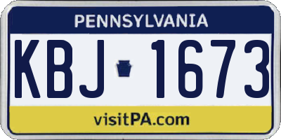 PA license plate KBJ1673