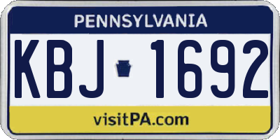 PA license plate KBJ1692