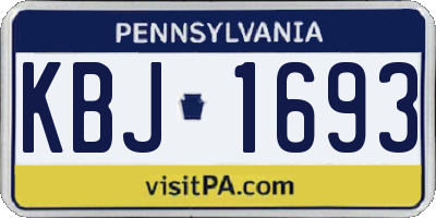 PA license plate KBJ1693