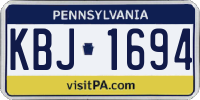 PA license plate KBJ1694