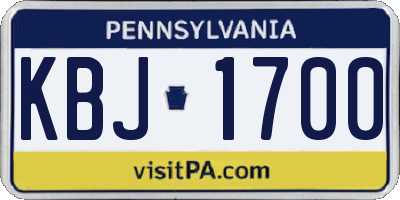 PA license plate KBJ1700