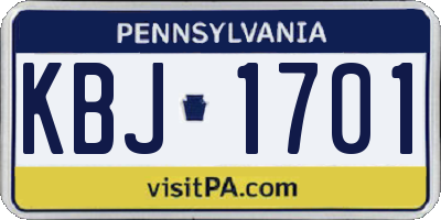 PA license plate KBJ1701