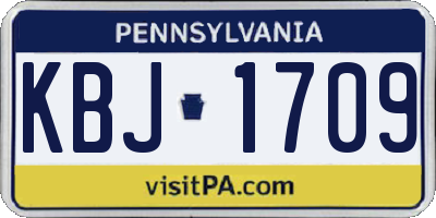 PA license plate KBJ1709