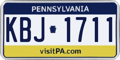 PA license plate KBJ1711