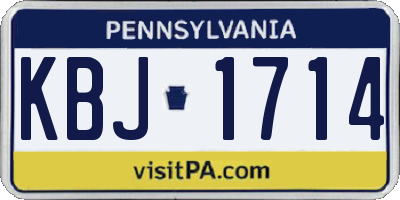 PA license plate KBJ1714