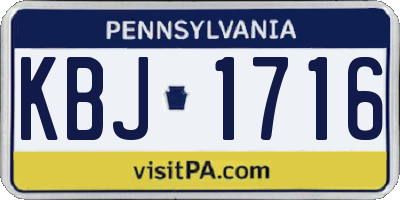 PA license plate KBJ1716
