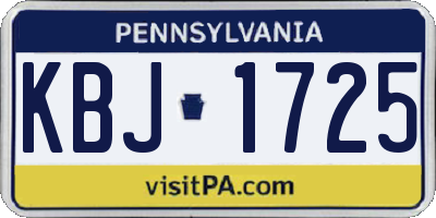 PA license plate KBJ1725