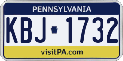 PA license plate KBJ1732