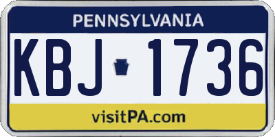 PA license plate KBJ1736
