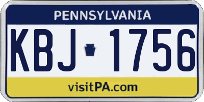 PA license plate KBJ1756