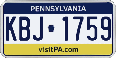 PA license plate KBJ1759