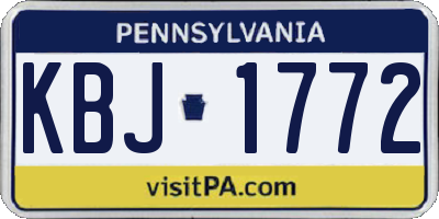 PA license plate KBJ1772