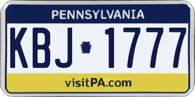 PA license plate KBJ1777