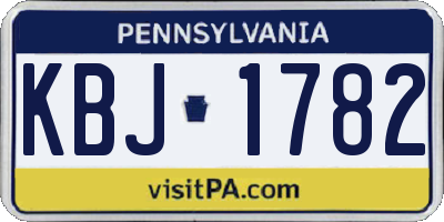 PA license plate KBJ1782