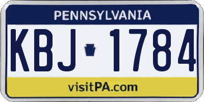 PA license plate KBJ1784