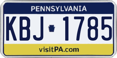 PA license plate KBJ1785