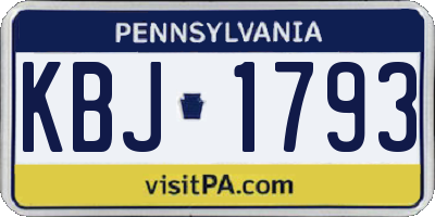 PA license plate KBJ1793