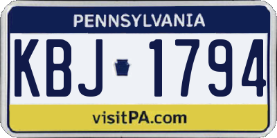 PA license plate KBJ1794