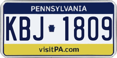 PA license plate KBJ1809