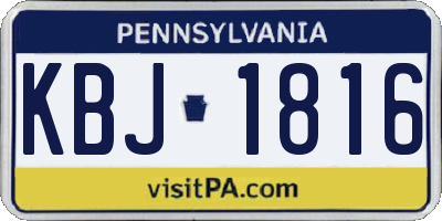 PA license plate KBJ1816