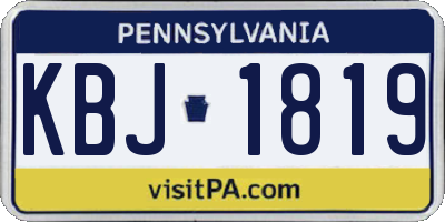 PA license plate KBJ1819