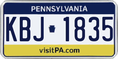 PA license plate KBJ1835