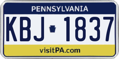 PA license plate KBJ1837