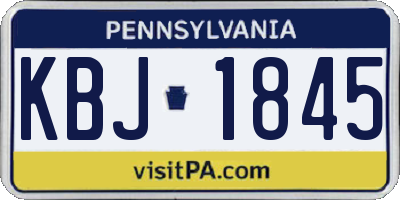 PA license plate KBJ1845