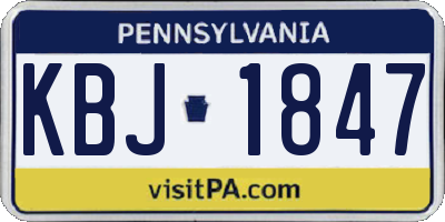 PA license plate KBJ1847