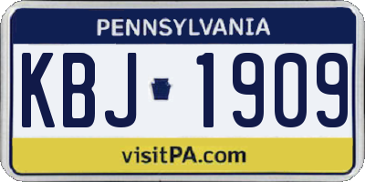 PA license plate KBJ1909