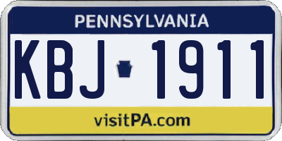 PA license plate KBJ1911