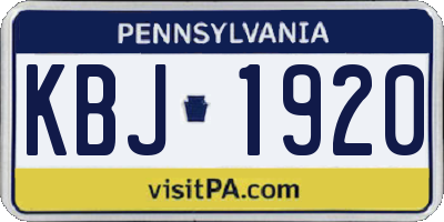 PA license plate KBJ1920