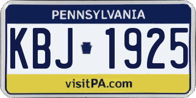 PA license plate KBJ1925