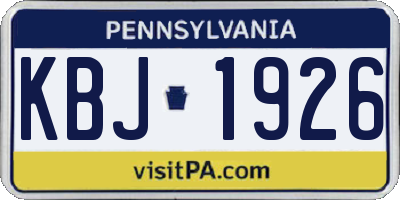 PA license plate KBJ1926