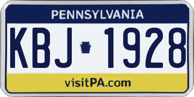 PA license plate KBJ1928