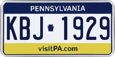 PA license plate KBJ1929