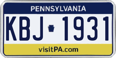 PA license plate KBJ1931